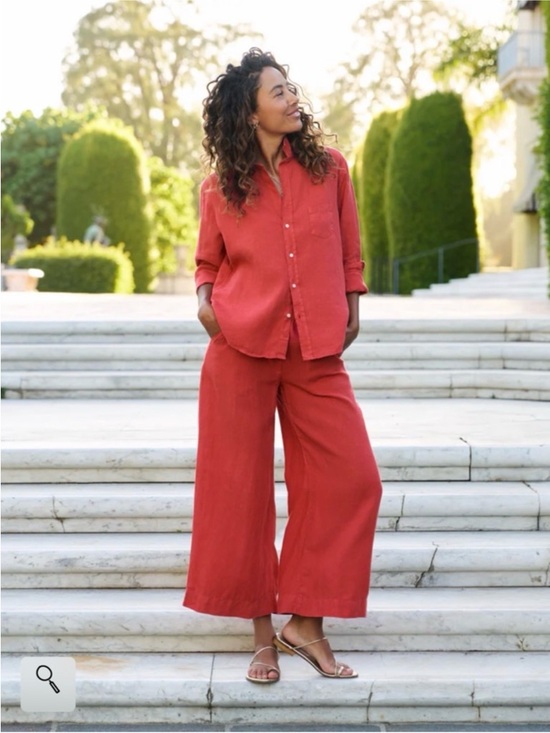 Frank & Eileen Pants - Frank & Eileen Tuscany Getaway Set Sz XS Summer Red Washed Italian Linen NEW